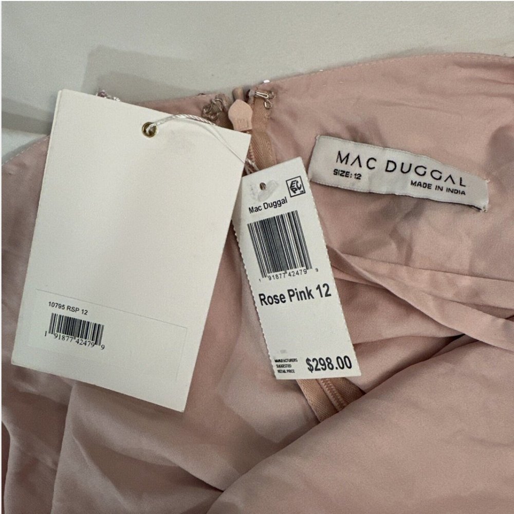 NWT $298 Mac Duggal‎ [ 12 ] Sequin Cocktail Slip Mini Dress Raspberry Pink Q592 - Picture 16 of 16